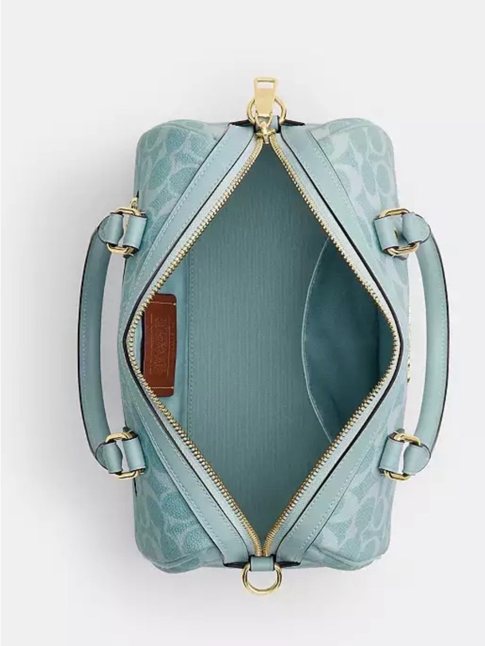 Coach Rowan Light Blue Signature Satchel with Gold Hardware - Picture 4 of 10